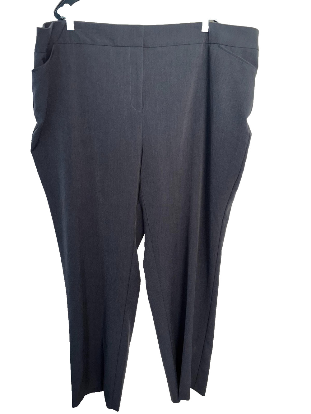 Avenue Gray Stretch Dress Pants Women 26 Tall Flat Front Straight Leg Office